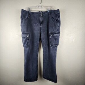 Vtg Love Revival Womens Size 16 Baggy Cargo Pants‎ Black Washed Y2K Streetwear